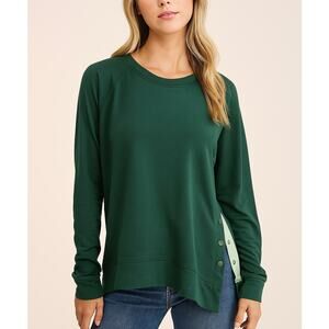 2/$30 Sincerely Jules Side Snap Sweatshirt Teal Pullover Long Sleeve Size L